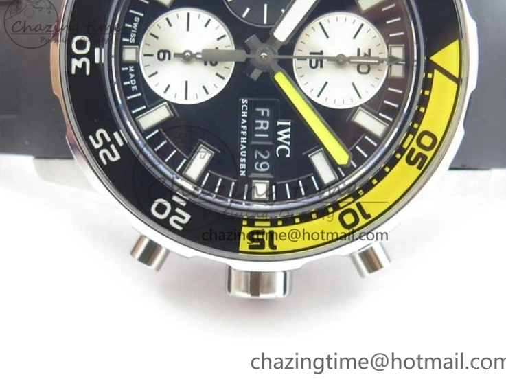 MIROTIME 0103 Aquatimer Chrono IW376702 SS BLS 1:1 Best Edition Black Dial on Black Rubber Strap A WellDesigned 7105